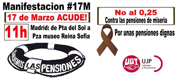 FESMC UGT MADRID apoya y participa en la manifestación #17M contra las pensiones de miseria